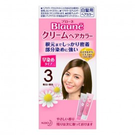 [카오]BLAUNE 빠른 염색 크림케어 # 3 밝은 밤색 (1세트)