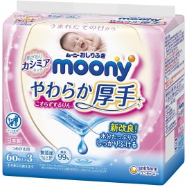 [유니참]무니 엉덩이 닦아 문지르지 말고 깨끗이 리필용 (60장 x 3)