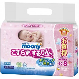 [유니참]무니 엉덩이 닦아 문지르지 말고 스루릿 리필용 (60장 x 8)